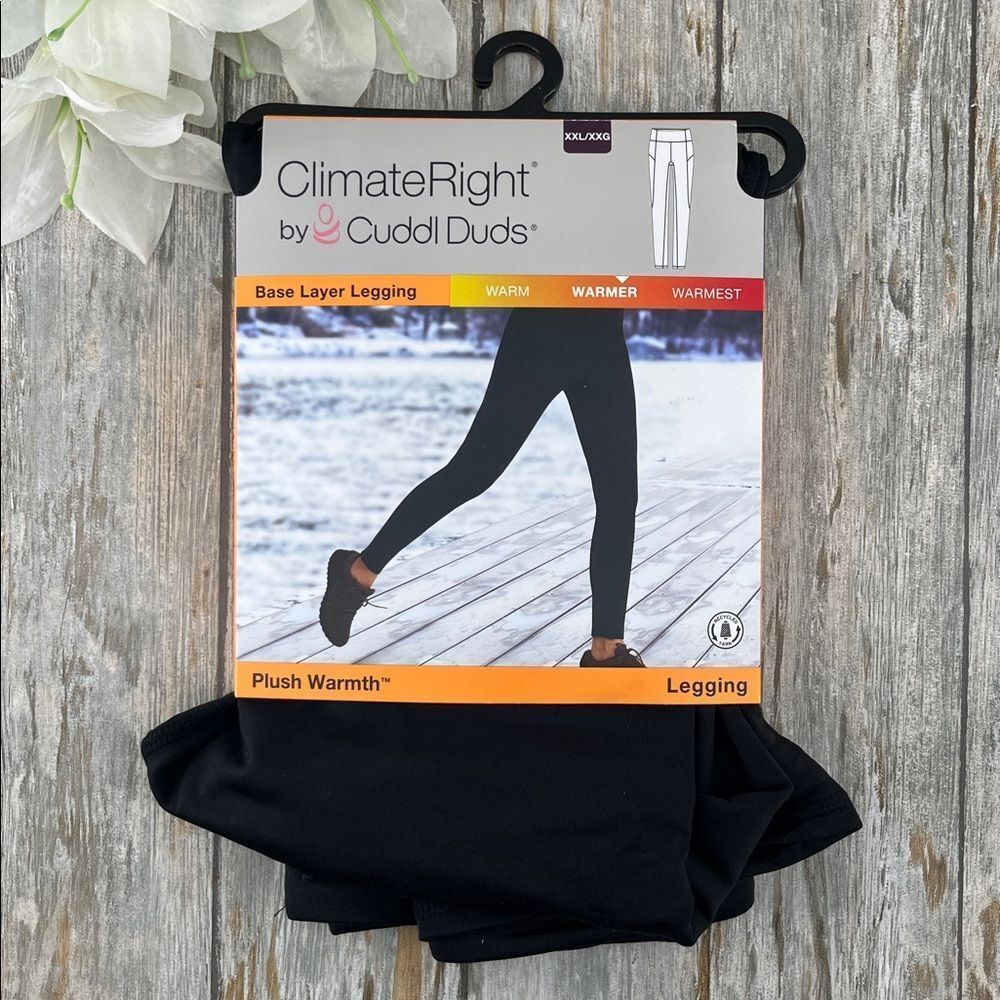 Women's Plush Warmth Base Layer Leggings Pants Black Size XXL